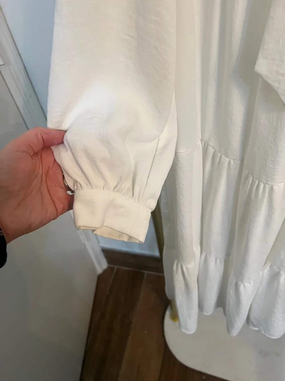 Topshop Maternity White Tiered V-Neck Maxi Dress with Tie - Picture 5 of 8